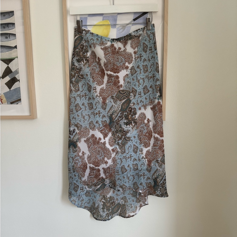 Byer California Asymmetrical Paisley Skirt - Blue and Brown